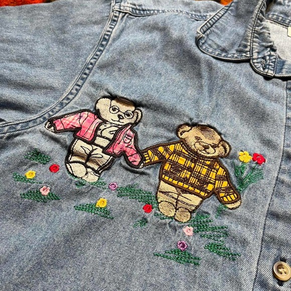 Vintage 90s Button Up Denim Top - Picture 5 of 6